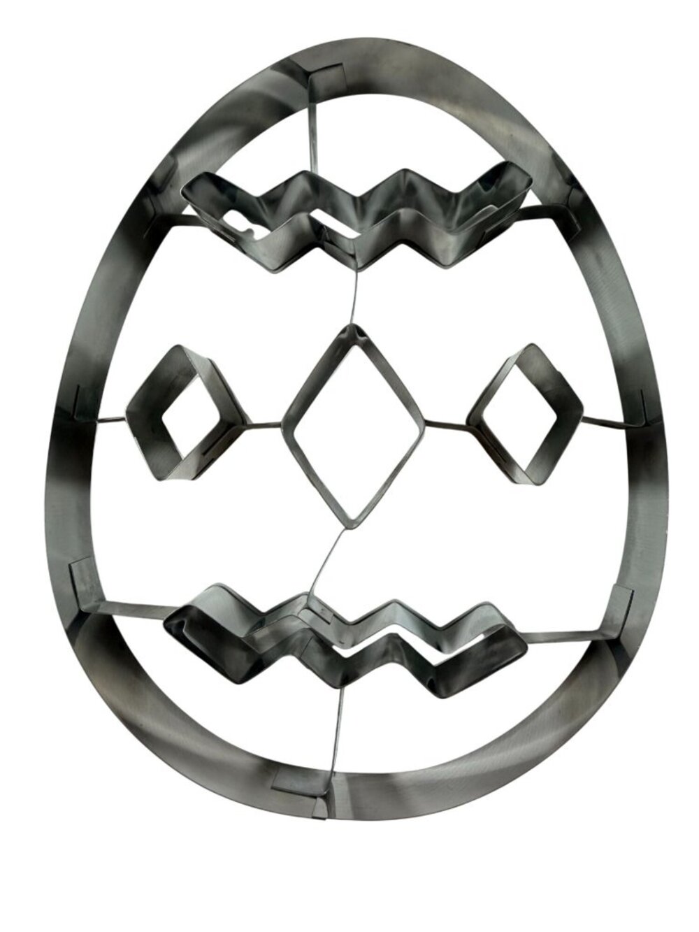Vintage Large Easter Egg Metal Cookie Cutter Geometric Zigzag Diamond 7.5" tall - Picture 2 of 3